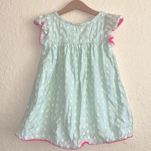 Genuine Kids OSHGOSH Guaze Dress in Mint with Pink Trim in Size 4T. - Picture 3 of 6